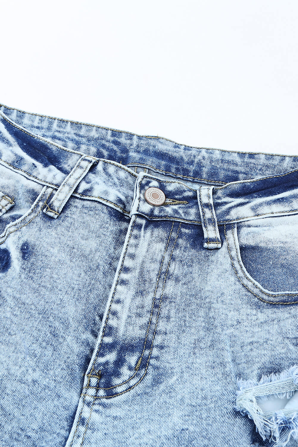 Distressed Fringe Hem Straight Leg Jeans