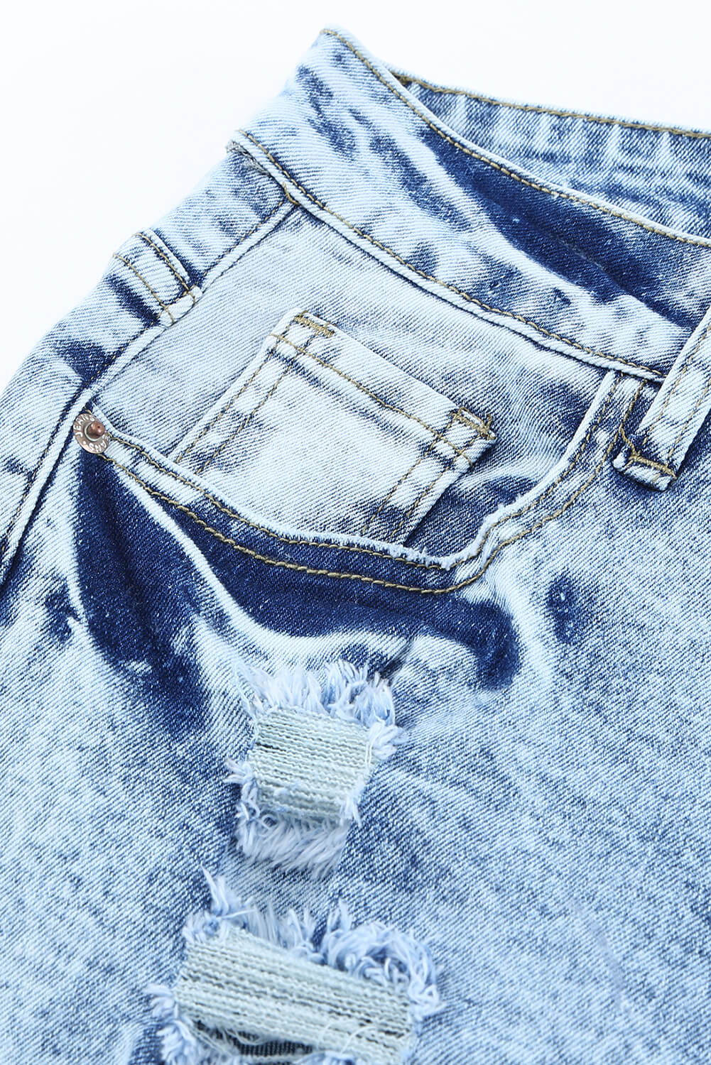 Distressed Fringe Hem Straight Leg Jeans