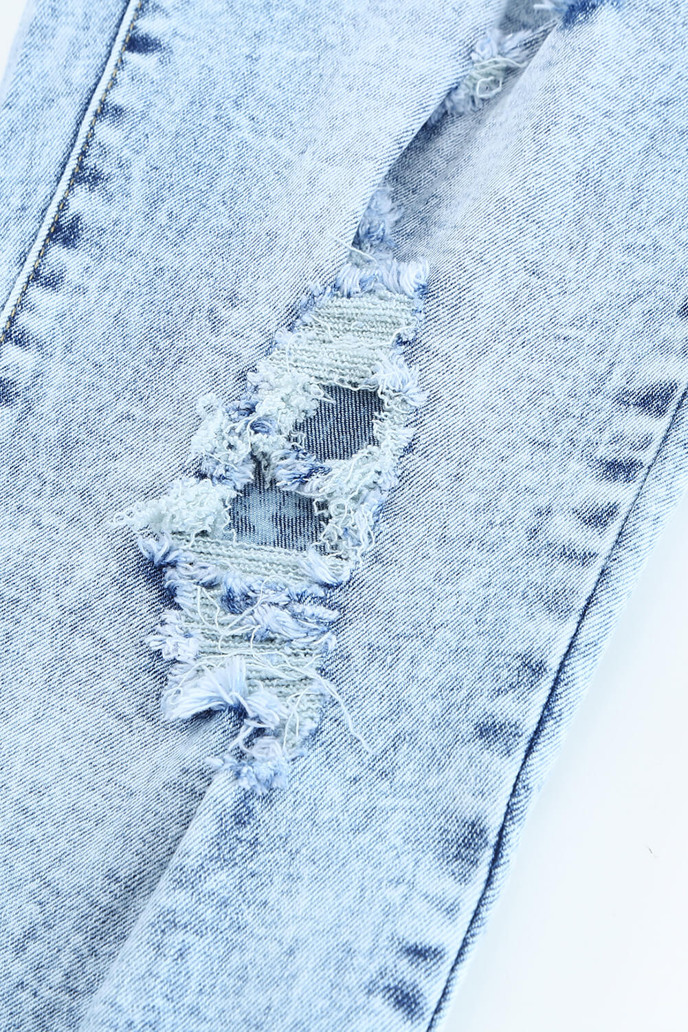 Distressed Fringe Hem Straight Leg Jeans