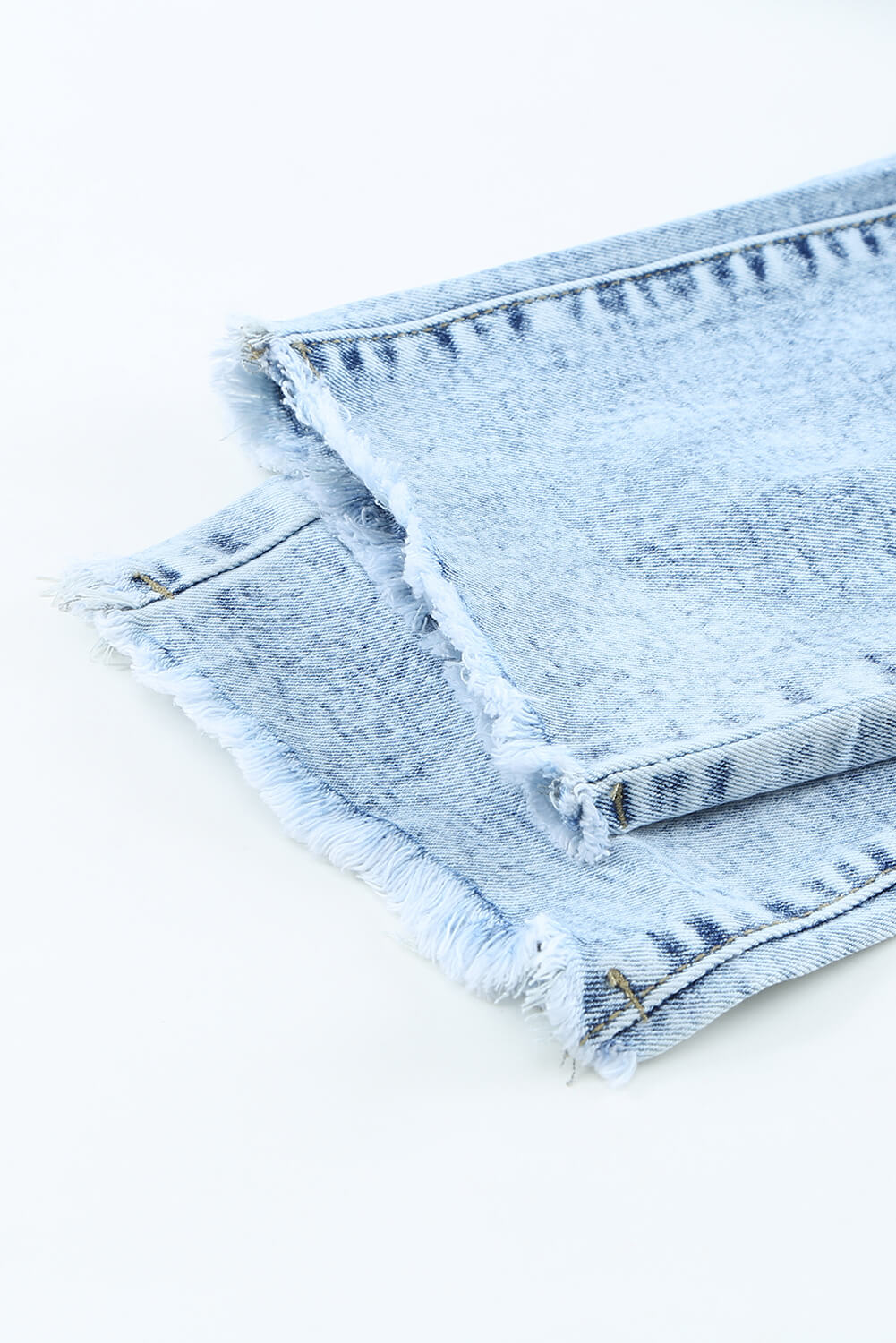 Distressed Fringe Hem Straight Leg Jeans