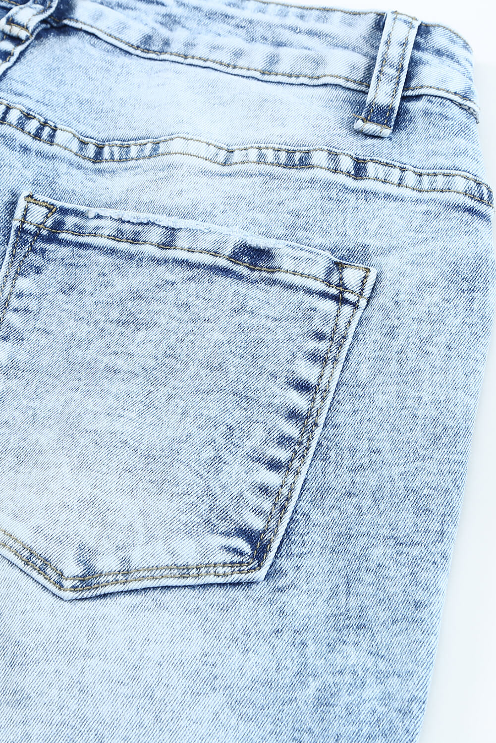 Distressed Fringe Hem Straight Leg Jeans