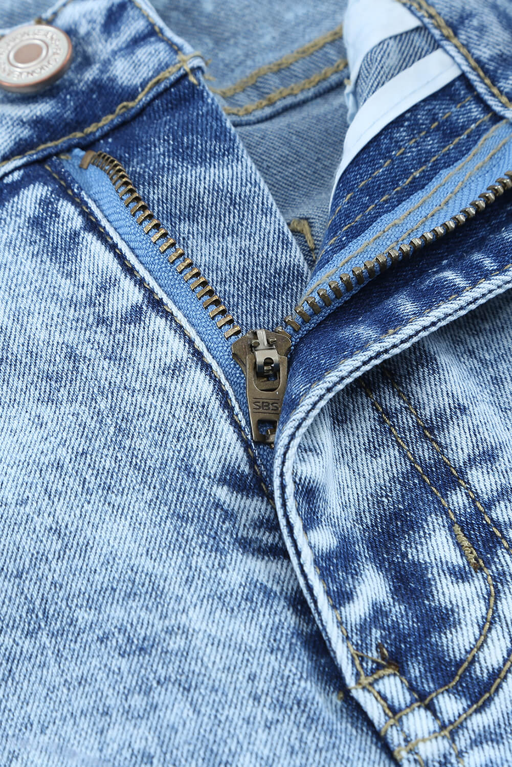 Distressed Fringe Hem Straight Leg Jeans