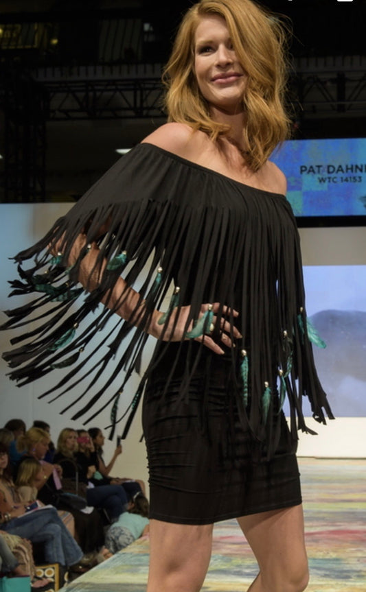 Beaded Black Fringe Dress