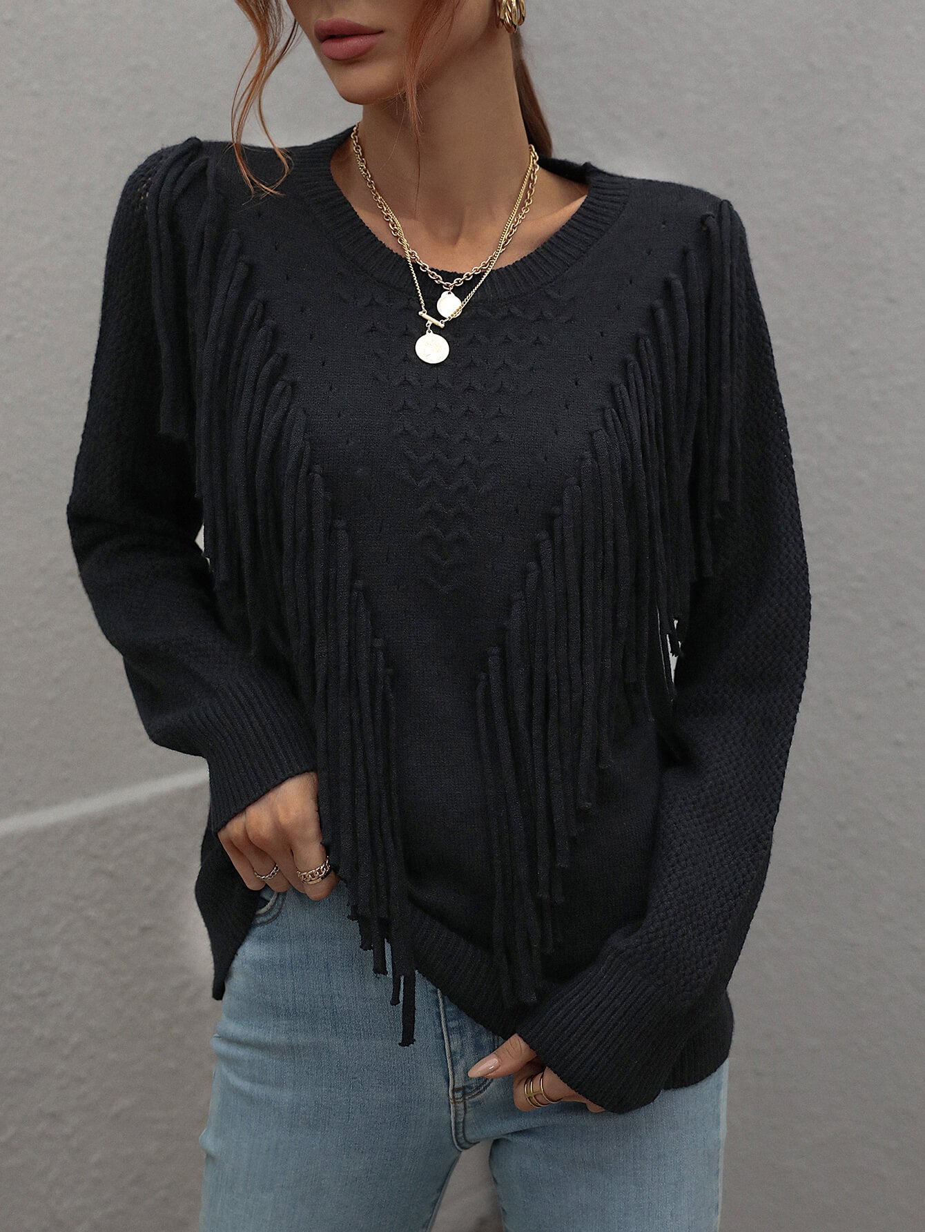 Flirty Fringe Trim Sweater