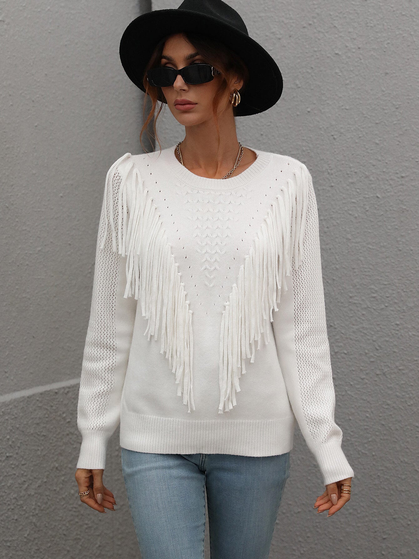 Flirty Fringe Trim Sweater